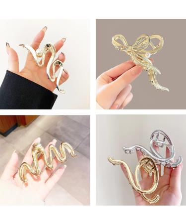 4 Pack Large Metal Hair Claw Clips - Strong Hold Hair Clamps for Women - Perfect for Thick and Thin Hair Styling - Fashion Accessories in Gold - Buy Online on GoSupps.com