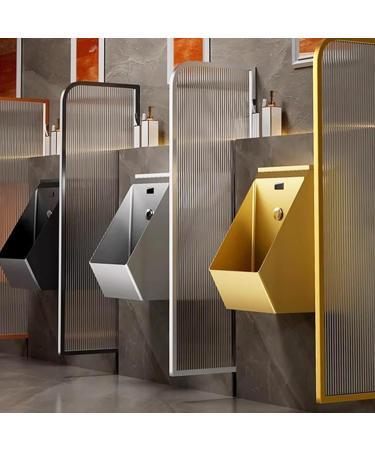 Wall-Mounted Urinal 304 Stainless Steel Urinal Men's Urinal Troughs with Sensor Flush Valve Adult Urinal with Sensor Splash Urinal Used in Bars(Black) - Buy Online on GoSupps.com