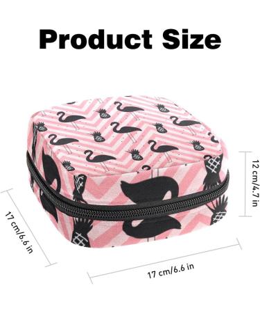 Womens Bonds Storage Pockets Stillpad Holder - Portable Period Kit Bag with Flamingo & Pineapple Design | Feminine Product Bag for Girls - Black & Pink - Buy Online on GoSupps.com