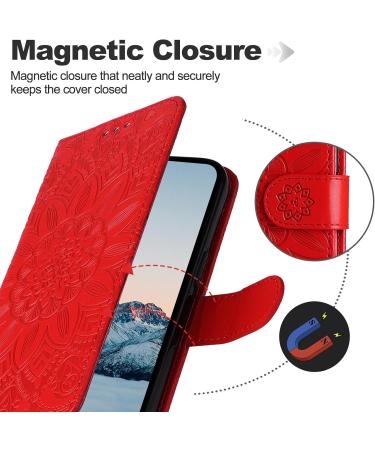 Buy SRISHP PU Leather Flip Wallet Case for Oppo Reno 8t 5G & Oppo A1 Pro - Red Magnetic Folding Cover & Protective Case - Buy Online on GoSupps.com