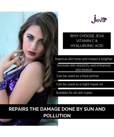 Buy Jeva Vitamin C Serum with Hyaluronic Acid - Anti-Aging & Brightening Formula | International Shipping - Buy Online on GoSupps.com