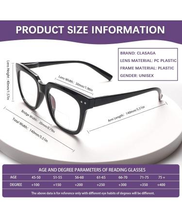 CLASAGA Bifocal Oversized Reading Glasses - Blue Light Blocking Spring Hinge Eyewear for Women & Men 1.75x Magnification 3 Stylish Colors - Buy Online on GoSupps.com