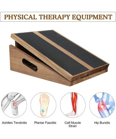 Professional Slant Board Calf Stretcher - Adjustable Incline Stretch Squat Wedge - Wooden Physical Therapy Equipment for Achilles Stretch - Brown - Buy Online on GoSupps.com
