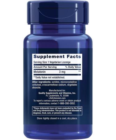Life Extension Melatonin 3 mg | 60 Vegetarian Lozenges for Better Sleep - Buy Online on GoSupps.com