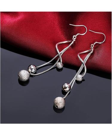 Earrings for Women Ladies Earrings Sterling Silver Women's Ball Drop Earrings Wedding Party Fashion Jewelry Fashion Earrings Earrings for Women - Buy Online on GoSupps.com
