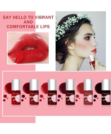 6 Pcs Lip Stain Set - Vivid Water Lip Tint Matte Liquid Lipstick for Lips Cheeks & Eyes Long-Lasting & Waterproof - Perfect for All Skin Types - Buy Online on GoSupps.com