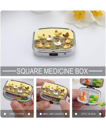 Portable Decorative Pill Box - A Brood of Chickens 2 Compartment Organizer for Pocket & Purse | International Shipping Available - Buy Online on GoSupps.com