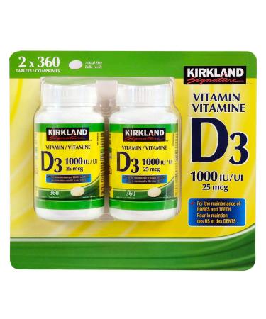 Kirkland signature Vitamin D3 1000 IU Tablets (2 X 360) 720 Count