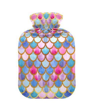 Mermaid scales gold hot water bottle with reference hot bottles for pain relief water heating pillows feet and bed warmers to heat the hands 1l