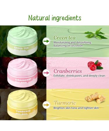 Buy Clay Mud Face Mask Set - Deep Cleansing Turmeric Facial Mask for Radiant Skin & Pore Control | Gift for Women | 3.53oz - Buy Online on GoSupps.com