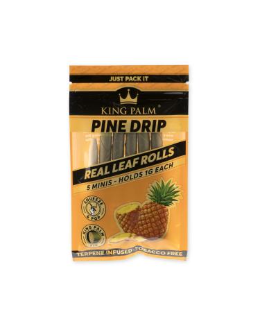 King Palm Mini Size Cones - (Squeeze & Pop Pre Rolls) - Natural Pre Rolls Palm Leafs - Organic Rolls - Flavored Pre Rolled Cones - Flavored Cones - (Pine Drip, 1 Pack (5 Rolls))