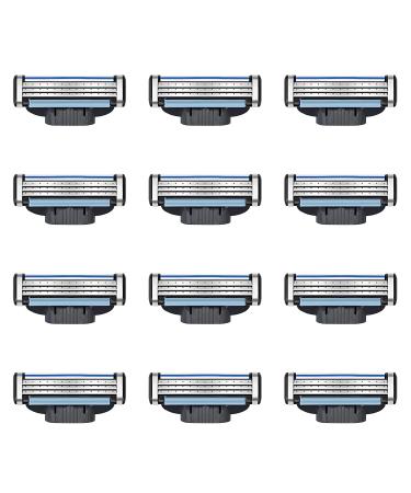 Razor blades for razors 12 replacement blades for wet razors men with triple blade razor blades refill replacement blades for manual razor blade anti-clog design