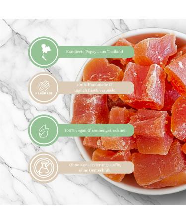  1001 Frucht 1001 Frucht Candied Papaya 1000 g | Dried Fruit for Cereals | Exotic Dried Fruit without Additives | Fine Foods Candied Fruit for Cooking | Adding to Cereals - Buy Online on GoSupps.com