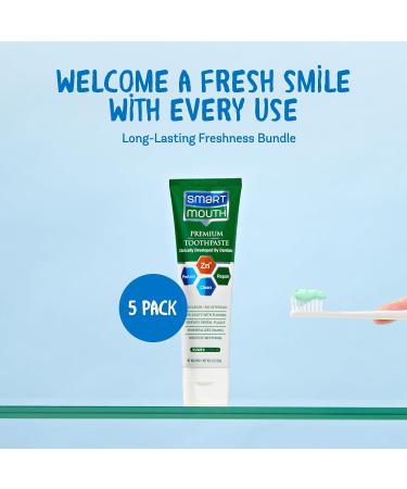 Smart Mouth Whitening Toothpaste with Fluoride - Clean Mint 6 oz (Pack of 5) | Brighten Your Smile Worldwide - Buy Online on GoSupps.com