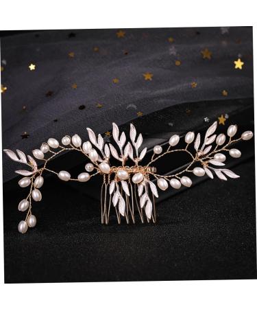 Healeved Piece Pearl Hair Comb Tiara Wedding Pearl Leaf Hair Comb Decorative Accessories Pearl Tiara Pearl Wedding Hair Wedding Hair Comb Hair Topper Bridal Clip Beads Alloy Prom Bridesmaid - Buy Online on GoSupps.com