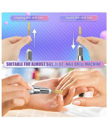 Depvko 3-Part Nail Drill Set - 5-in-1 3/32 Conical Hard Metal Drill for Acrylic & Gel Removal (Gold) - Premium eCommerce - Buy Online on GoSupps.com