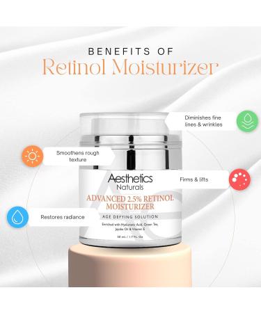 Retinol Cream - Anti-Aging Face & Neck Moisturizer with 2.5% Retinol Vitamin E Hyaluronic Acid & Organic Ingredients - Day & Night Anti-Wrinkle Cream 1.7oz - Buy Online on GoSupps.com