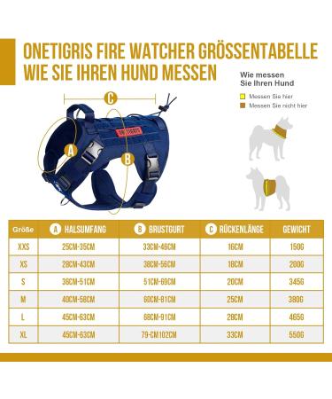 Oneigris Dog Harness - Fire Watcher Tactical Dishes No-Pull 1000D Nylon (M Blue) - Secure & Comfortable for Dogs - Buy Online on GoSupps.com