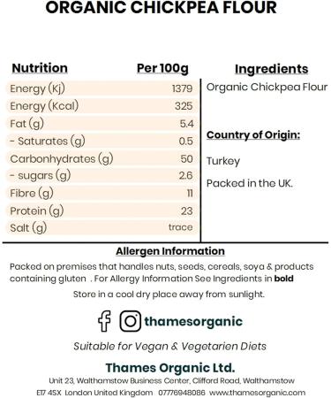 Organic Chickpea Gram Flour 500g - Premium Quality Gluten-Free Flour - Buy Online on GoSupps.com