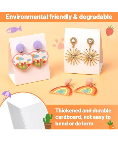 100 Pcs Standing Earring Display Cards with 200 Pcs Earring Backs - White | Ideal for DIY Earrings and Jewelry Display - Buy Online on GoSupps.com