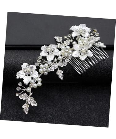 Angoily Tiara Wedding Hair Comb Wedding Headpiece Flower Leaf Hair Comb Pearl Diamond Hair Comb Bridal Headdress Bridal Hair Comb Mosaic Alloy Bride - Buy Online on GoSupps.com