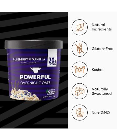 High Protein Blueberry Vanilla Overnight Oats Cup - 20g Protein, Whole Grain, Kosher - 6 Pack - Buy Online on GoSupps.com