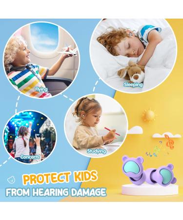 Kids Ear Plugs - 2 Pairs (6-12 yrs) | Reusable Silicone Noise Canceling Earplugs for Concerts Travel & Study | Black & Purple - Buy Online on GoSupps.com