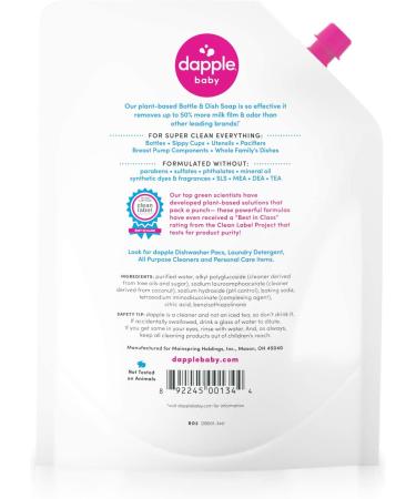 Dapple Baby Bottle and Dish Liquid Refill - Plant Based, Hypoallergenic, Fragrance Free - 2 Pack (68.0 Fl Oz + 34 Fl Oz) - Buy Online on GoSupps.com