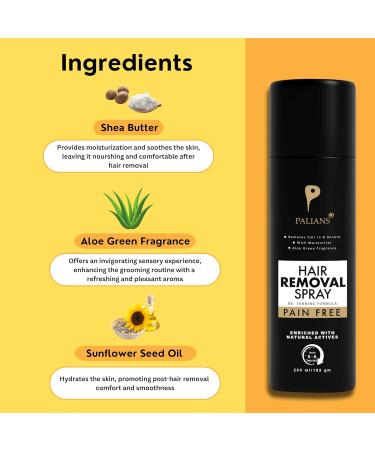 Palians Advanced Hair Removal Spray for Men - Quick & Painless Body Hair Removal - Fast-Acting Gentle Formula with Soothing Aloe & Vitamin E (200 ml (Pack Of 2)) - Buy Online on GoSupps.com