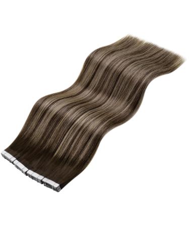LAAVOO Real Hair Tape Extensions - Brown Balayage Dark Brown Ombre 40cm Seamless 20PCs - Premium Quality Hair Tapes - Buy Online on GoSupps.com