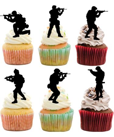 18pcs Army Cupcake Toppers for Boys Men Happy Birthday Army Party Decorations Supplies Glitter Military Army Dessert Cake Decorations Topper - Buy Online on GoSupps.com