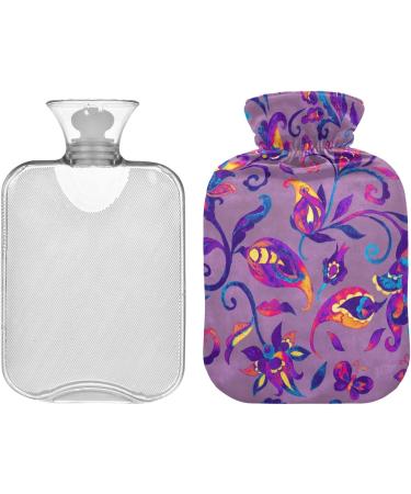 NAANLE 2L Hot Water Bottle with Paisley Watercolor Cover - Relief for Back Pain Hand & Foot Warmth Neck Therapy | Heat Bottle for Hot & Cold Use - Buy Online on GoSupps.com