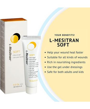 L-Mesitran Soft Honey Wound Gel 0.5 oz - Hypoallergenic & Soothing Ointment for Burns - Medical Grade Ingredients for Adults & Elderly - Buy Online on GoSupps.com