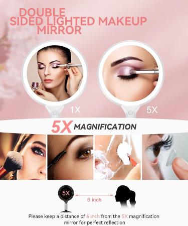 NICARE Makeup Mirror with Lights | 1X/5X Magnifying | 3 Colors LED | 360 Rotation | Magnetic Base | Travel Cosmetic Mirror - Buy Online on GoSupps.com