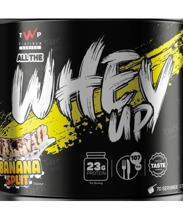 TWP Nutrition Platinum Series All The Whey Up Protein Powder Shake 23g Whey Protein Low Fat Low Carbs 2.1kg / 900g & 70/30 Servings Vegetarian Friendly (Banana Split 2.1kg) Banana Split 2.1kg - Buy Online on GoSupps.com