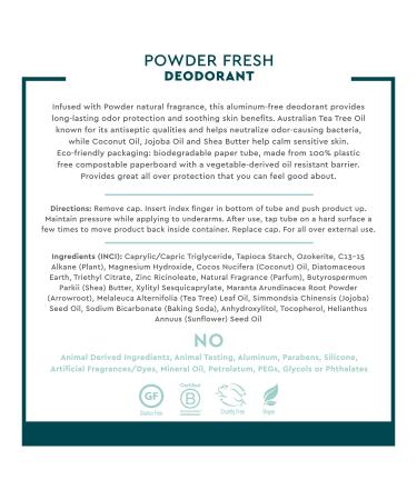 Desert Essence Natural Powder Fresh Deodorant - 100% Plastic Free Aluminum Free & Paraben Free for Women & Men 2.25 oz - Buy Online on GoSupps.com