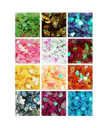 Demarkt 12 color full heart shaped sequins nail design glitter nail art