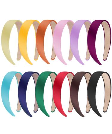 SIQUK 12 Pieces Headbands Satin Wide Headbands for Women and Girls 12 Colors Multicolored - Buy Online on GoSupps.com