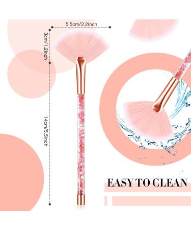 12 Pcs Glitter Quicksand Handle Fan Brushes for Facial Masks - Soft Cosmetic Applicators with Pouch Case (Pink) - Buy Online on GoSupps.com