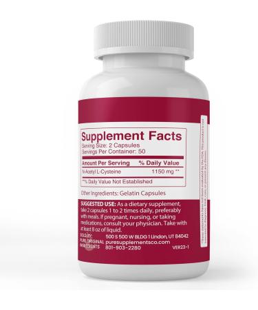 N-Acetyl L-Cysteine Capsules - Pure Original Ingredients, Lab Verified, 100 Capsules - Buy Online on GoSupps.com