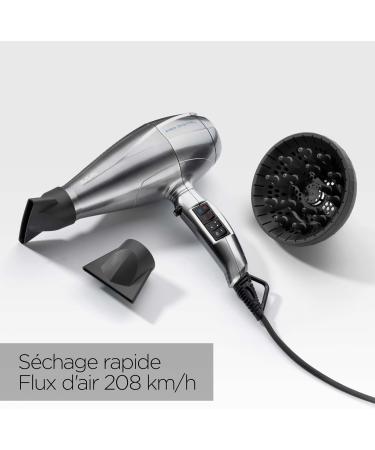 BaByliss Pro Digital 2200 Watt Professional Hair Dryer with Ionic Technology and Ceramic Coating Made in Italy 6000E Silver - Buy Online on GoSupps.com