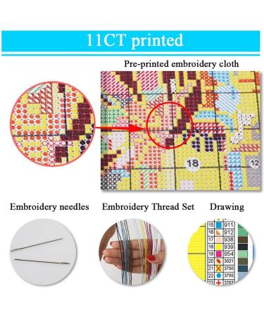 Mushroom Skeleton Trippy Flower Plant Cross Stitch Kit - Hippie Nature Moon Star Design - 12x16 inch - Buy Online on GoSupps.com