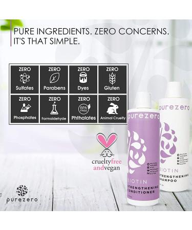 Purezero Biotin Shampoo & Conditioner Set - Volumizing Anti-Thinning Formula for Fuller Hair - Vegan & Cruelty-Free - Ideal for Color-Treated Hair - Buy Online on GoSupps.com