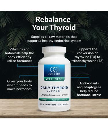 Equilife Thyroid Support, Vitamins and Minerals Supplement with Vitamin C, Zinc, Vitamin E, Iodine, and Selenium, Adaptogens & Amino Acids Formula, Overall Wellness Support, Gluten Free, 120 Capsules - Buy Online on GoSupps.com