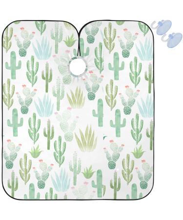 visesunny Barber Cape Green Cactus Polyester Hair Cutting Salon Cape Apron Anti-Static Haircut Water-Resistant Shaving Cloth Beard Shaving Bib Hairdressing Cape Multi Large