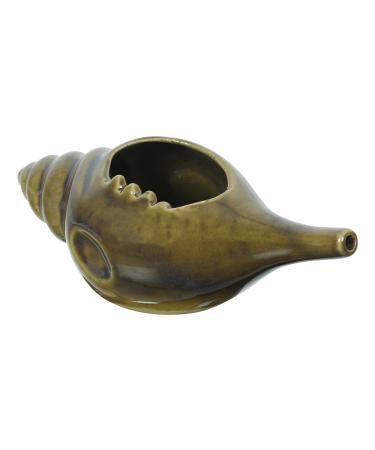 Qimacplus Leak Proof Durable Ceramic Neti Pot Non-Metallic and Comfortable Grip | Microwave and Dishwasher Friendly Natural Treatment for Sinus and Congestion Attractive Designed (Dark Yellow)