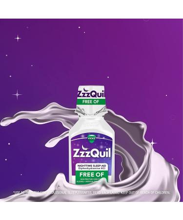 ZzzQuil Nighttime Sleep Aid Liquid - Alcohol & Dye Free - 50mg Diphenhydramine HCl - Non-Habit Forming - Berry Flavor - 12 Fl Oz (Pack of 1) - Buy Online on GoSupps.com