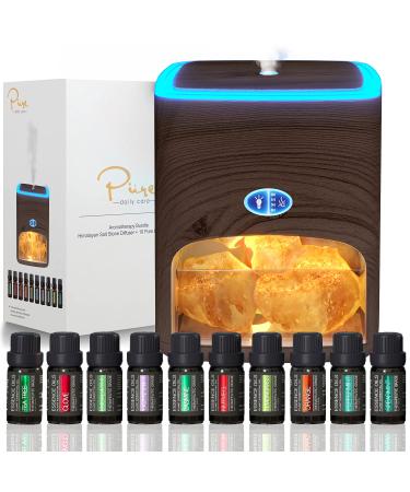 Himalayan Pink Salt Diffuser & 10 Essential Oils – 2-in-1 Therapeutic Device - Aromatherapy & Ionic Himalayan Salt Therapy – 400ml Ultrasonic Vaporizer and Ionizer with Ambient Glow - Buy Online on GoSupps.com