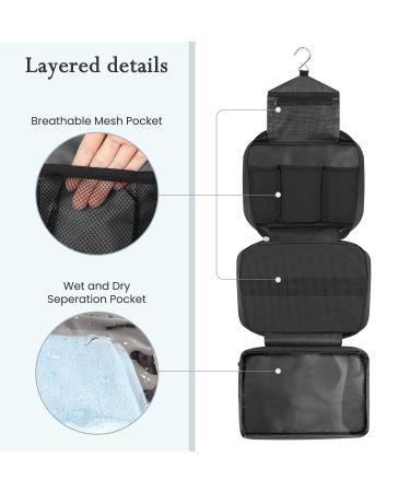 Large Waterproof Toiletry Bag for Men & Women - 4 Compartment Hanging Travel Hygiene Shower Bag (Black) - Buy Online on GoSupps.com