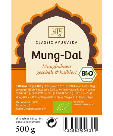 Classic Ayurveda Bio Mung Dal - 500g Mung Beans (Peeled & Halved) | High Protein Easy to Digest Indian Superfood - Buy Online on GoSupps.com